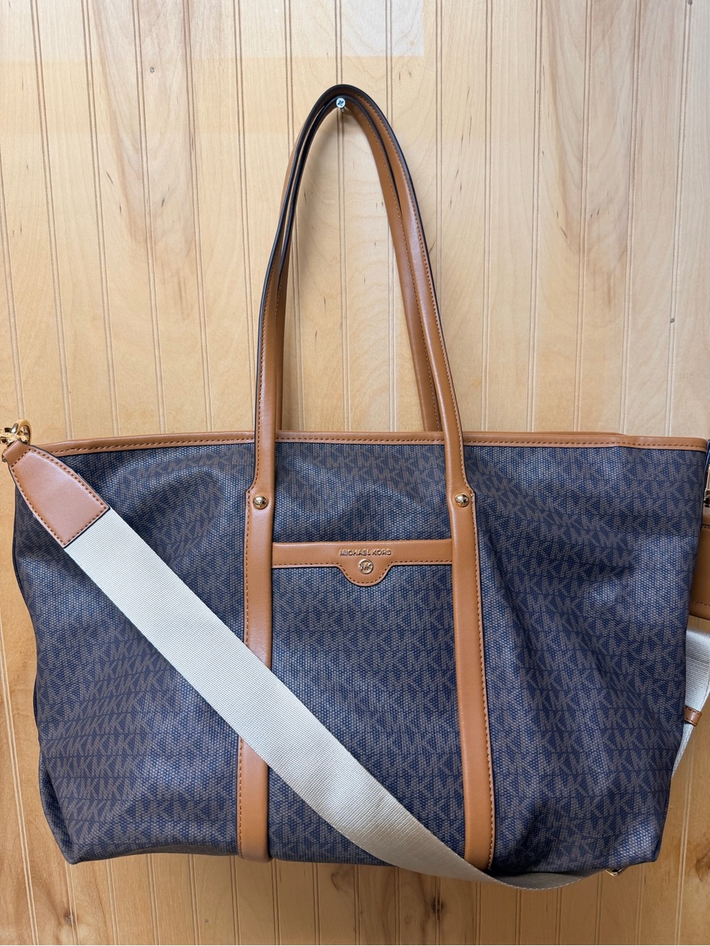 Michael Kors Brown and Caramel Monogram Tote with Detachable Strap